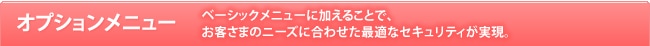 オプションメニュー ベーシックメニューに加えることで、お客さまのニーズに合わせた最適なセキュリティが実現。